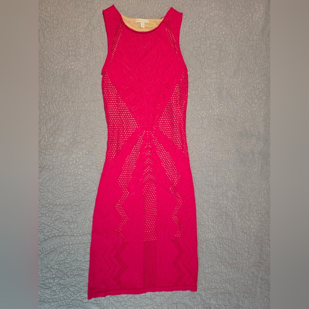 New York & Company Vibrant Pink Midi Dress